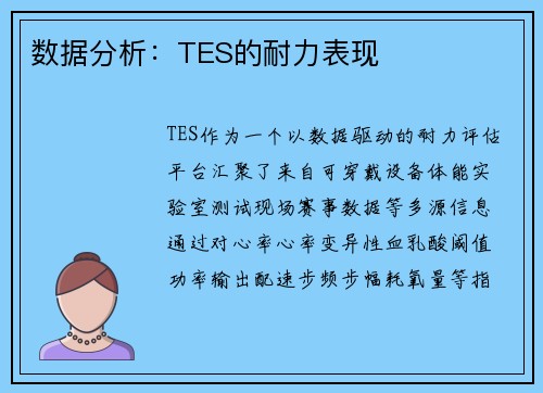 数据分析：TES的耐力表现